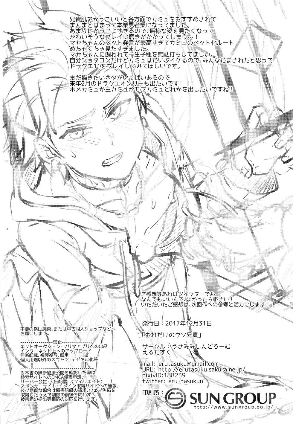 (C93) [Usamimi Syndrome (Erutasuku)] Ore dake no kuso Aniki (Dragon Quest XI) [Chinese] - Page 33