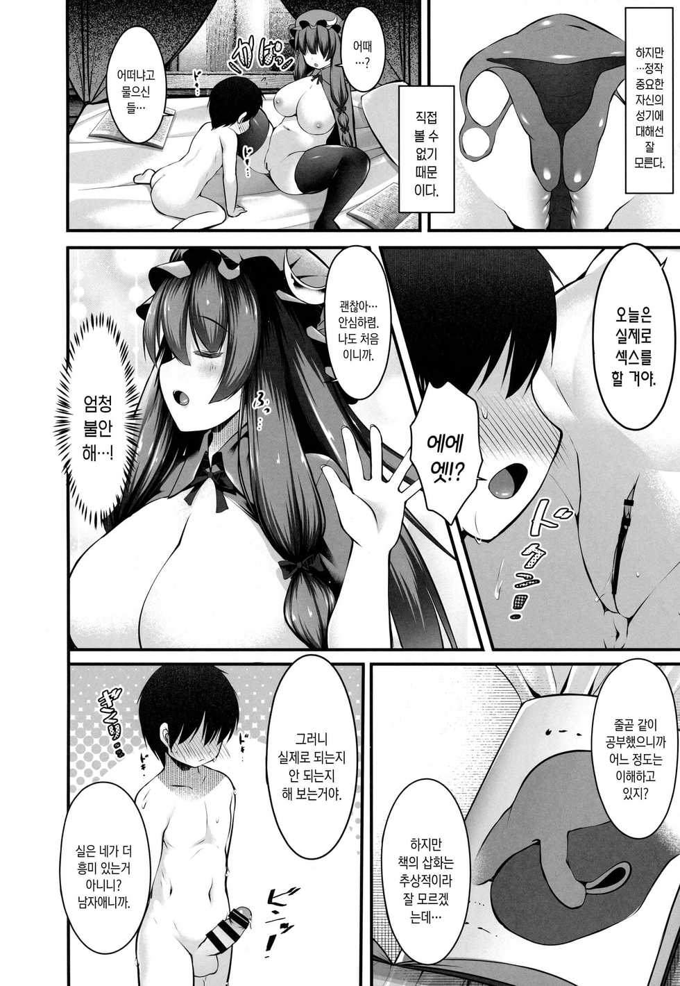 (Shuuki Reitaisai 5) [Nyankoromochimochi (Kotoba Ai)] Patchouli to Manabu Hokentaiiku | 파츄리로 배우는 보건체육 (Touhou Project) [Korean] - Page 7