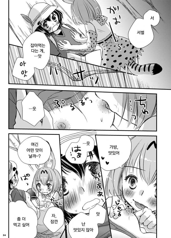 [Yuririn no Moto (Yuririn)] Kari Gokko | 사냥놀이 (Kemono Friends) [Korean] [Digital] - Page 4