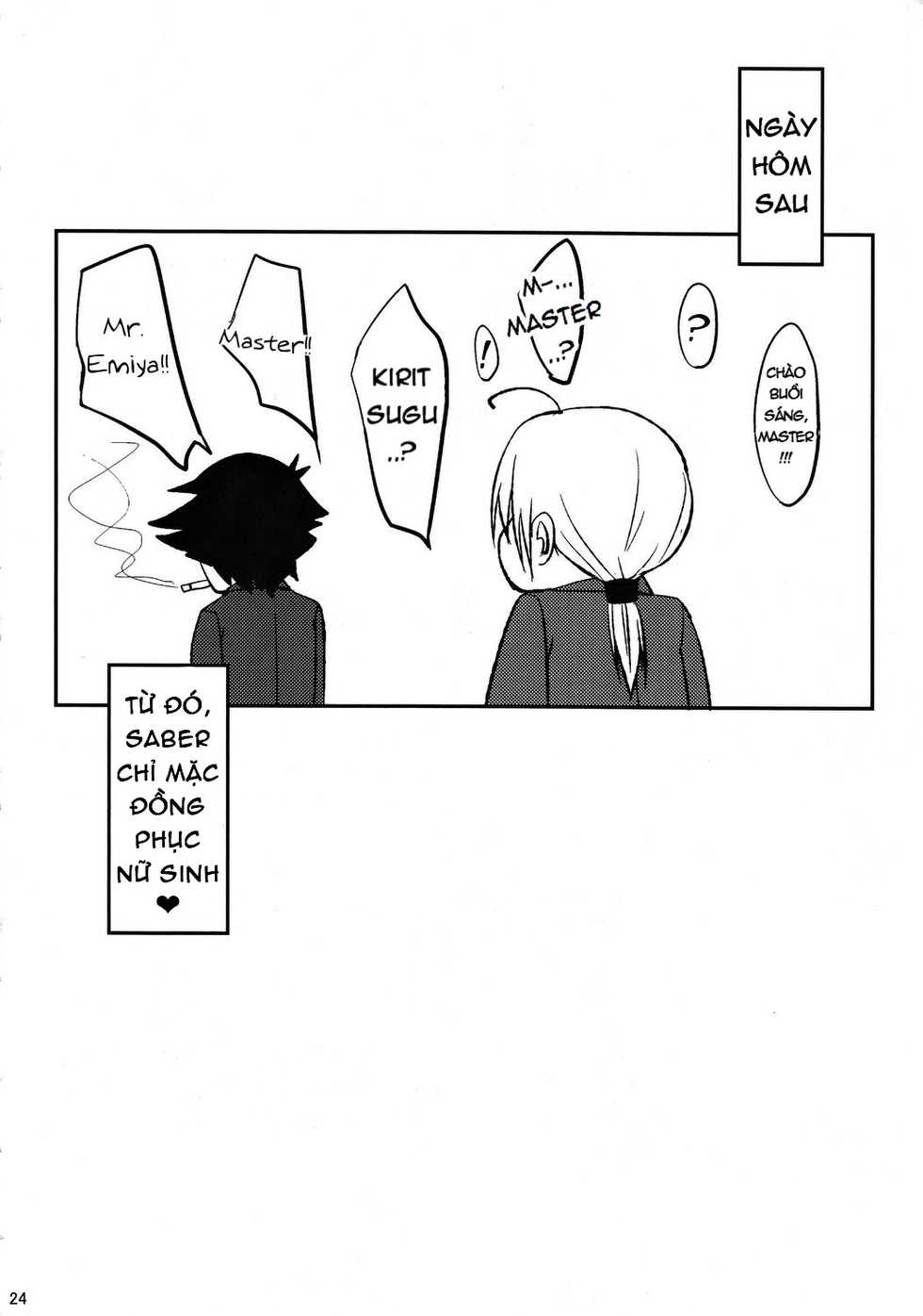(C82) [Seniman Kartun (Kosuke Haruhito)] Joshikou Saber | Saber Là Nữ Sinh Trung Học Đó Nha♥ (Fate/Zero) [Vietnamese Tiếng Việt] [Cậu Xanh Gay Bóc] - Page 23