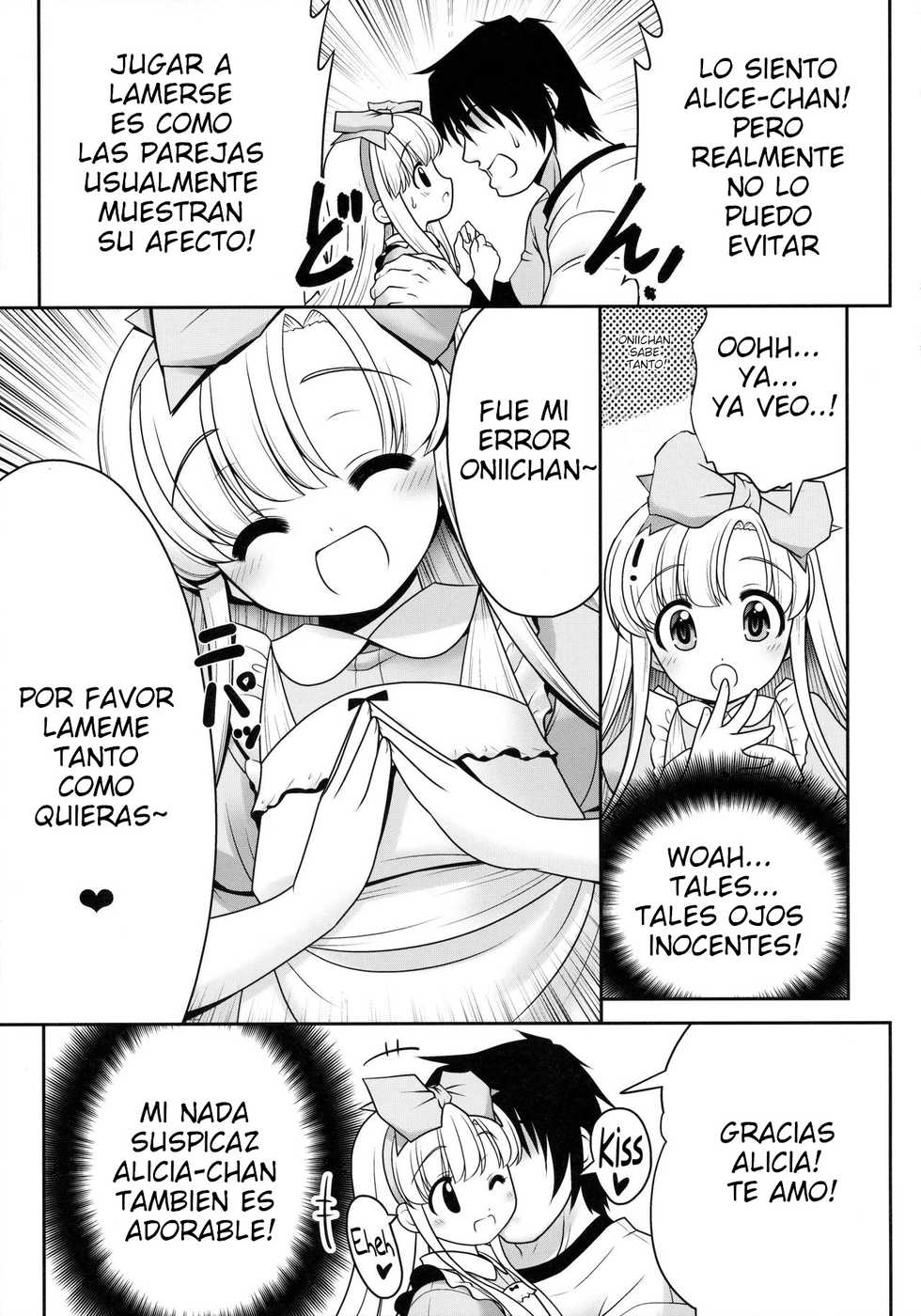 (C89) [Yosutebito na Mangakaki (Tomoki Tomonori)] Naka ni Dashichau Koibito Gokko (Alice in Wonderland) [spanish] - Page 11