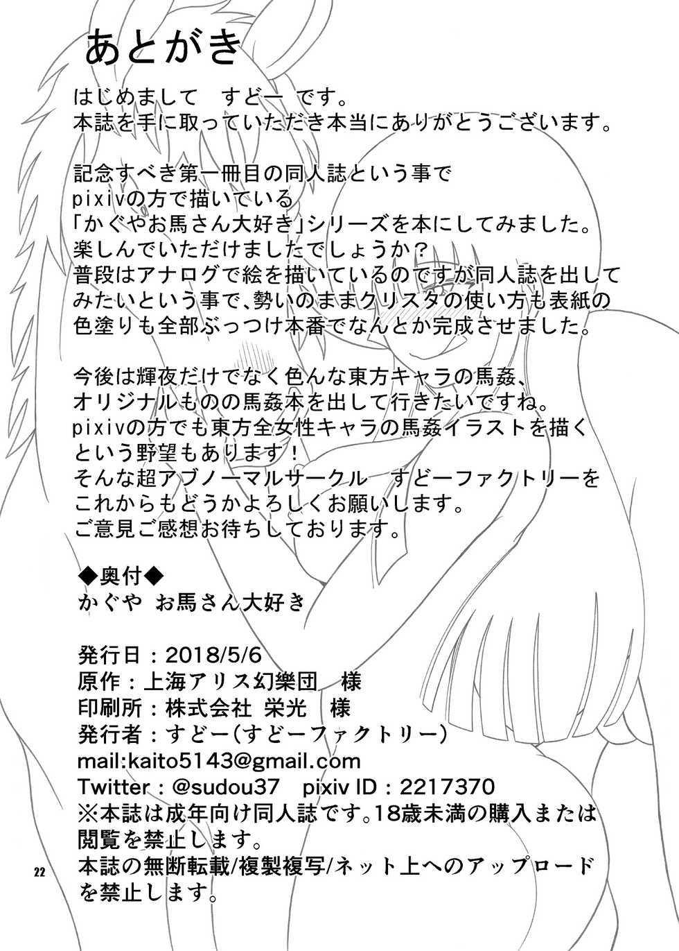 [Sudou Factory (Sudou)] Kaguya Ouma-san Daisuki (Touhou Project) [Chinese] [不咕鸟汉化组] [Digital] - Page 22