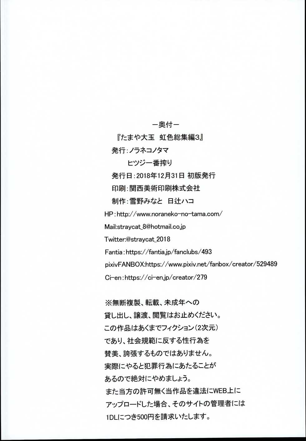 (C95) [Noraneko-no-Tama, Hitsuji-1ban-Shibori (Yukino Minato, Hitsuji Hako)] Tamaya Oodama Nijiiro Soushuuhen 3 (Various) - Page 26