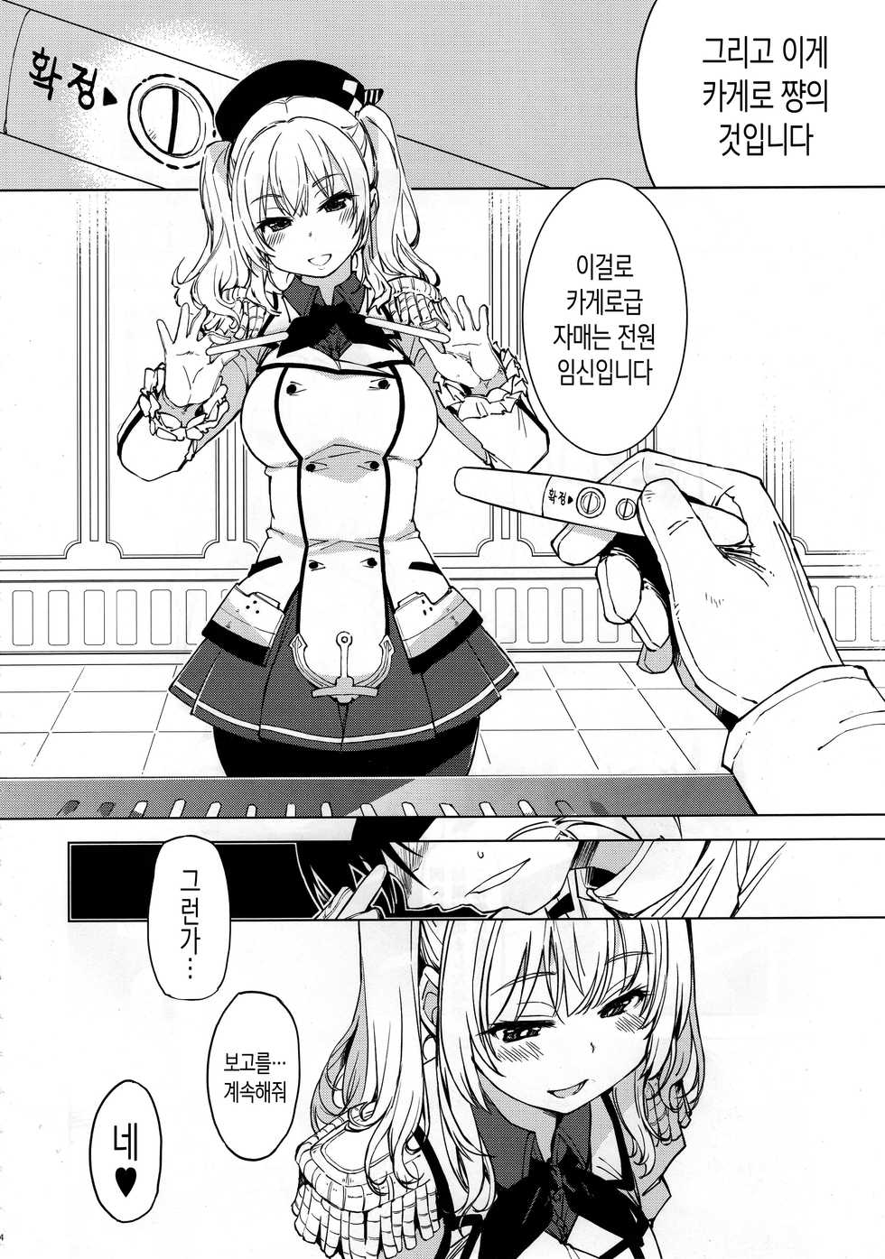 (C95) [Xration (mil)] Hishokan Kashima no Houkokusho | 비서함 카시마의 보고서 (Kantai Collection -KanColle-) [Korean] [Team Edge] - Page 3