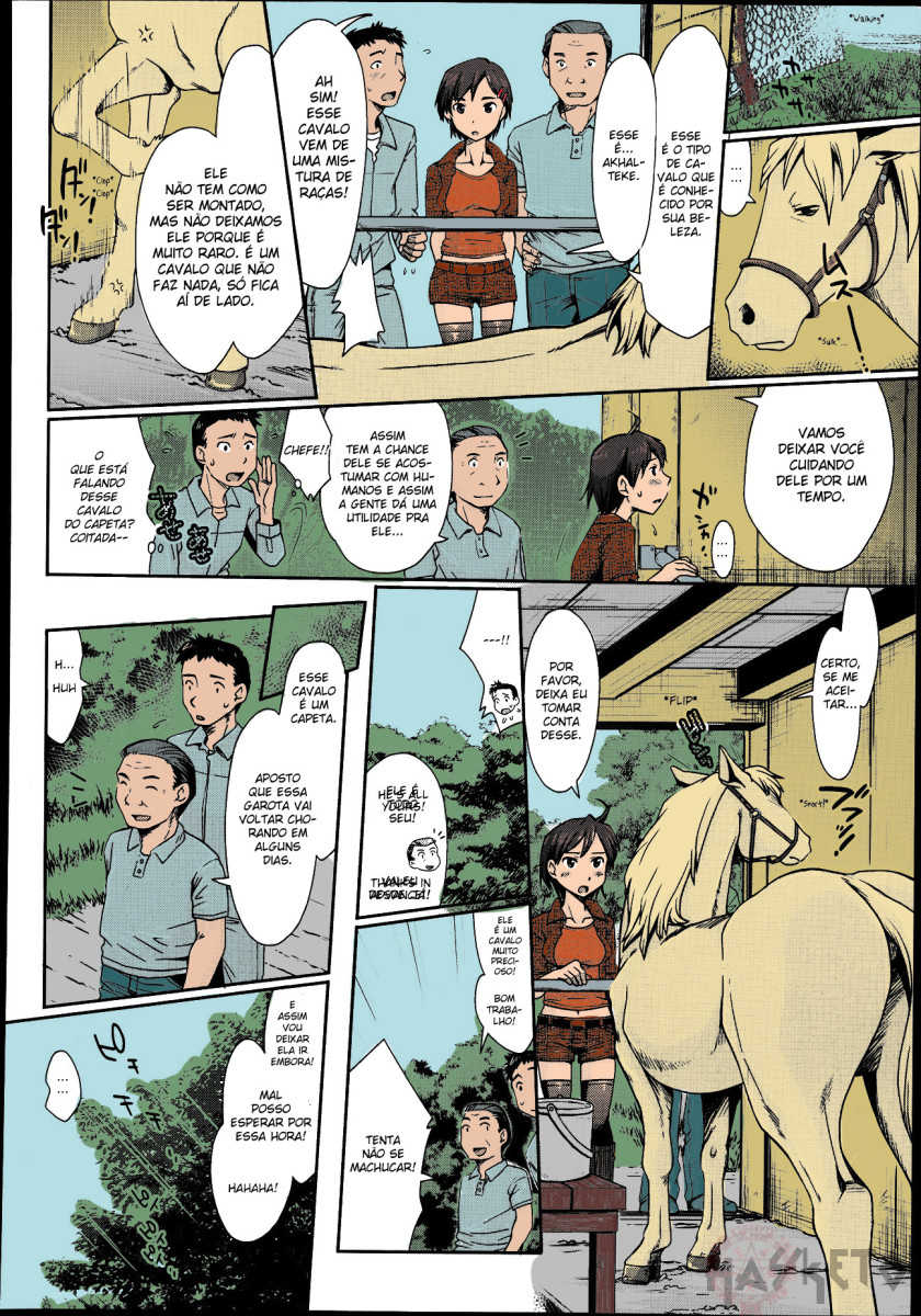 [Souko Souji] Himitsu no Umanari Tokubetsu Lesson | The Secret to Horses, Special Lesson (COMIC Tenma 2013-08) [Portuguese-BR] [Colorized] - Page 2