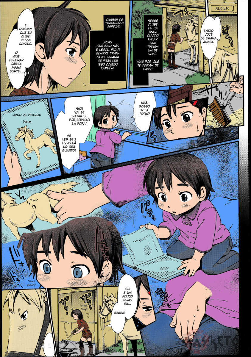 [Souko Souji] Himitsu no Umanari Tokubetsu Lesson | The Secret to Horses, Special Lesson (COMIC Tenma 2013-08) [Portuguese-BR] [Colorized] - Page 3