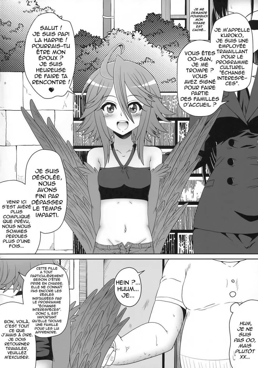 (C88) [Kame POTEL (Izuki Jirou)] Harpy ga Tonari ni Iru Nichijou - Everyday Harpy're next to  (Monster Musume no Iru Nichijou) [French] [Vapveur1] - Page 3