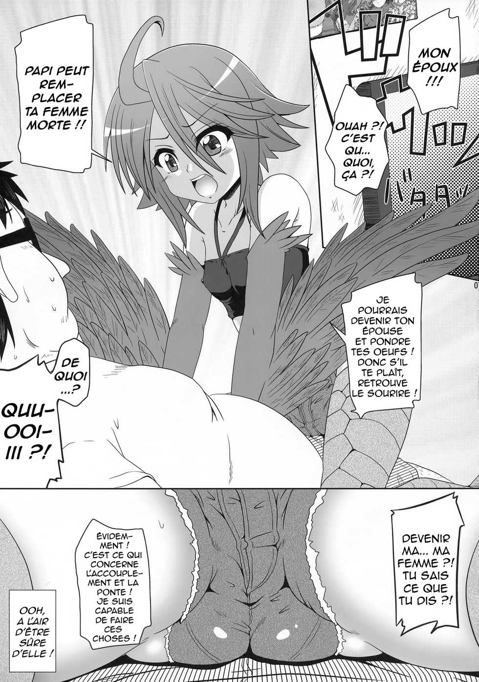 (C88) [Kame POTEL (Izuki Jirou)] Harpy ga Tonari ni Iru Nichijou - Everyday Harpy're next to  (Monster Musume no Iru Nichijou) [French] [Vapveur1] - Page 6
