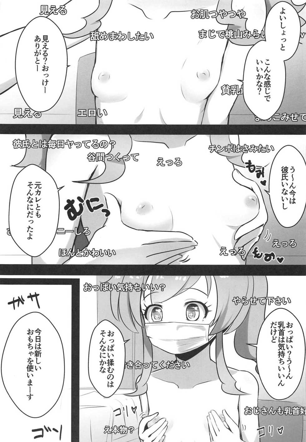 (C95) [μ-CuTe (MAG)] [Shoken Kangei] Ura Momo Channel - Onanie Haishin de Ii ne Atsumete Mita (Kiratto Pri Chan) - Page 6