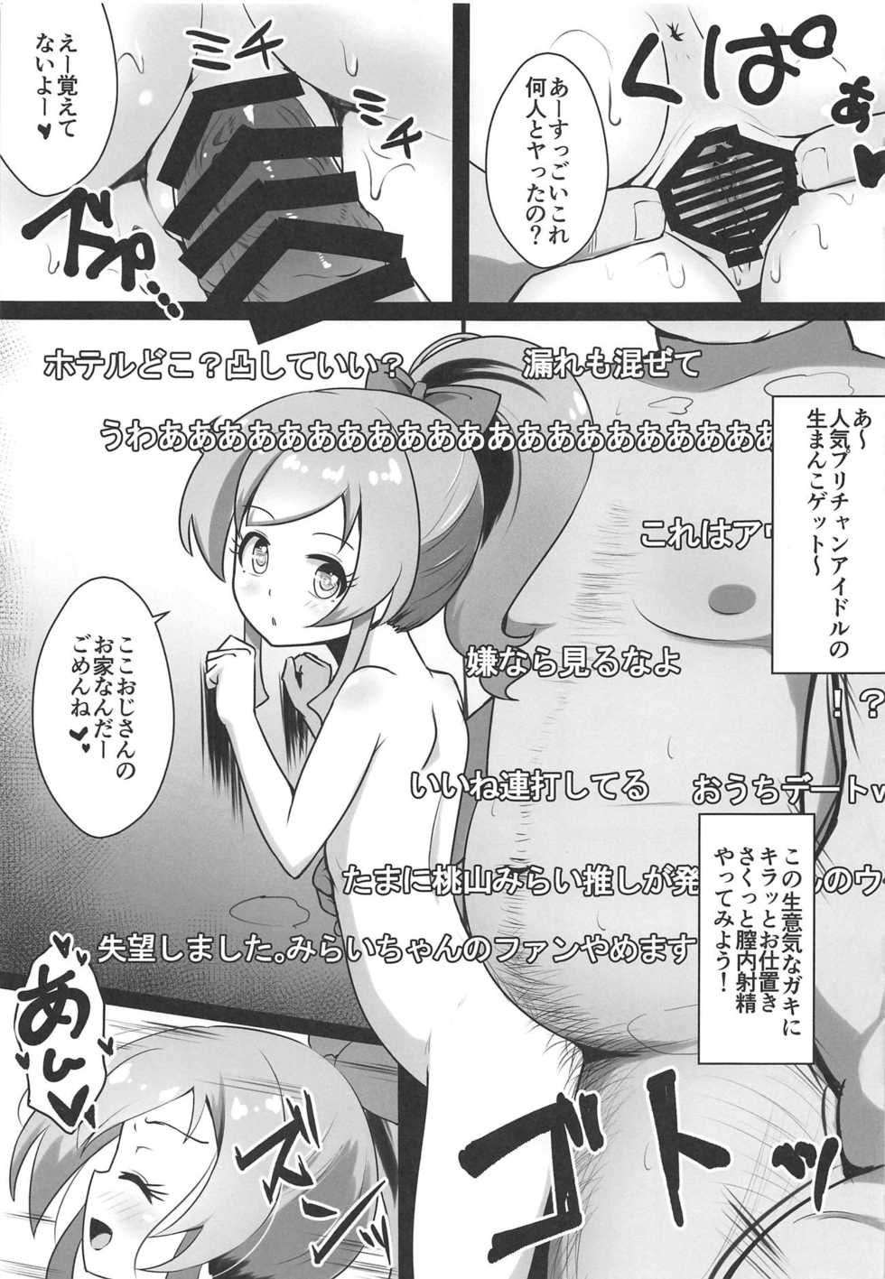 (C95) [μ-CuTe (MAG)] [Shoken Kangei] Ura Momo Channel - Onanie Haishin de Ii ne Atsumete Mita (Kiratto Pri Chan) - Page 14