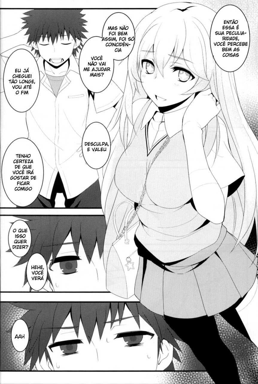 (C84) [Juujigen (AKANAGI)] Tatoeba Shokuhou-san ga Kamijou-san to Chucchu Shitari Suru Sonna Sekai ga Moshi Aru tosureba. (Toaru Kagaku no Railgun) [Portuguese-BR] [Holy] - Page 7
