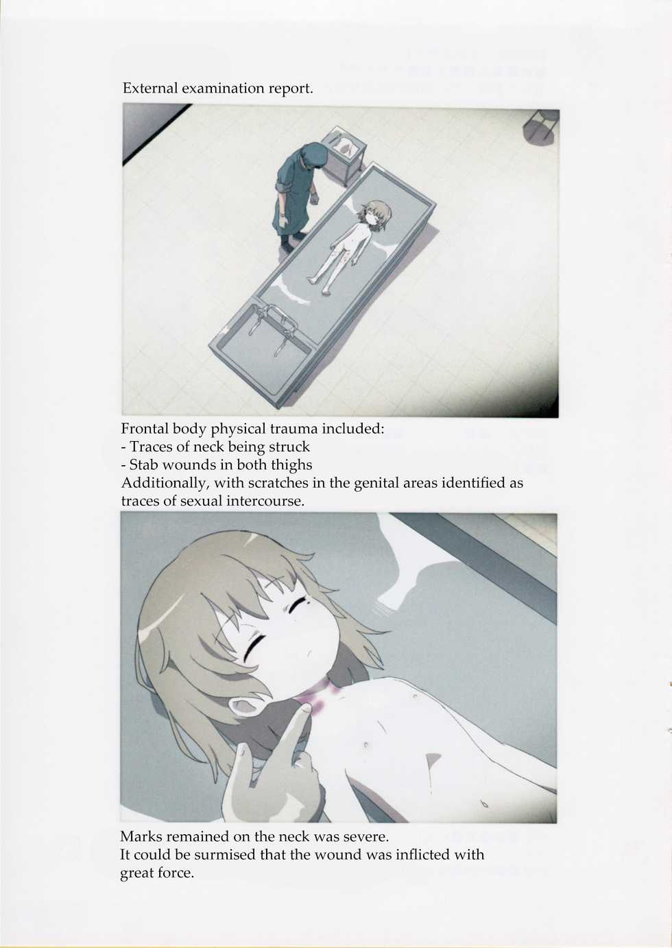 (C95) [02 (Harasaki)] Nishiogikubo Shoujo Satsugai Jiken Shihou Kaibou Kiroku | Nishi-Ogikubo Girl Murder Case Judicial Autopsy Report (Hatoba Tsugu) [English] - Page 4