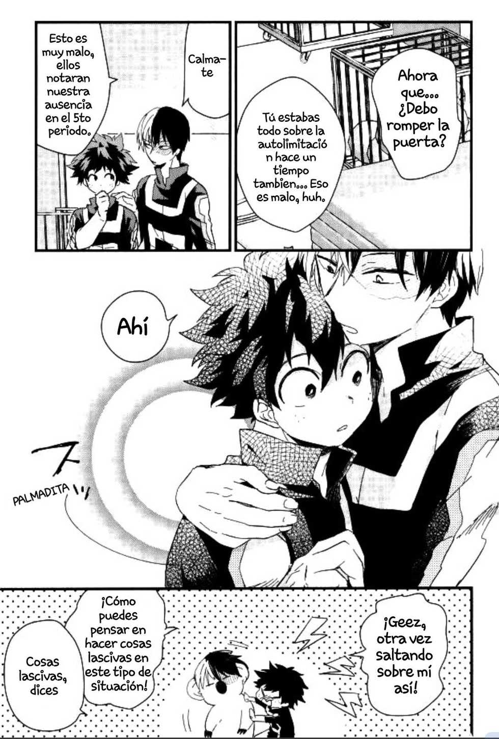 (C92) [Mini Karaageteishoku Ohmori (Tooka)] Midoriya-kun to Todoroki-kun ga Taiiku Souko de xxx suru Hon | Midoriya-kun Y Todoroki-kun Son XXX En El Armario De Suministros De La Eh [Spanish] [Shousanki] - Page 11