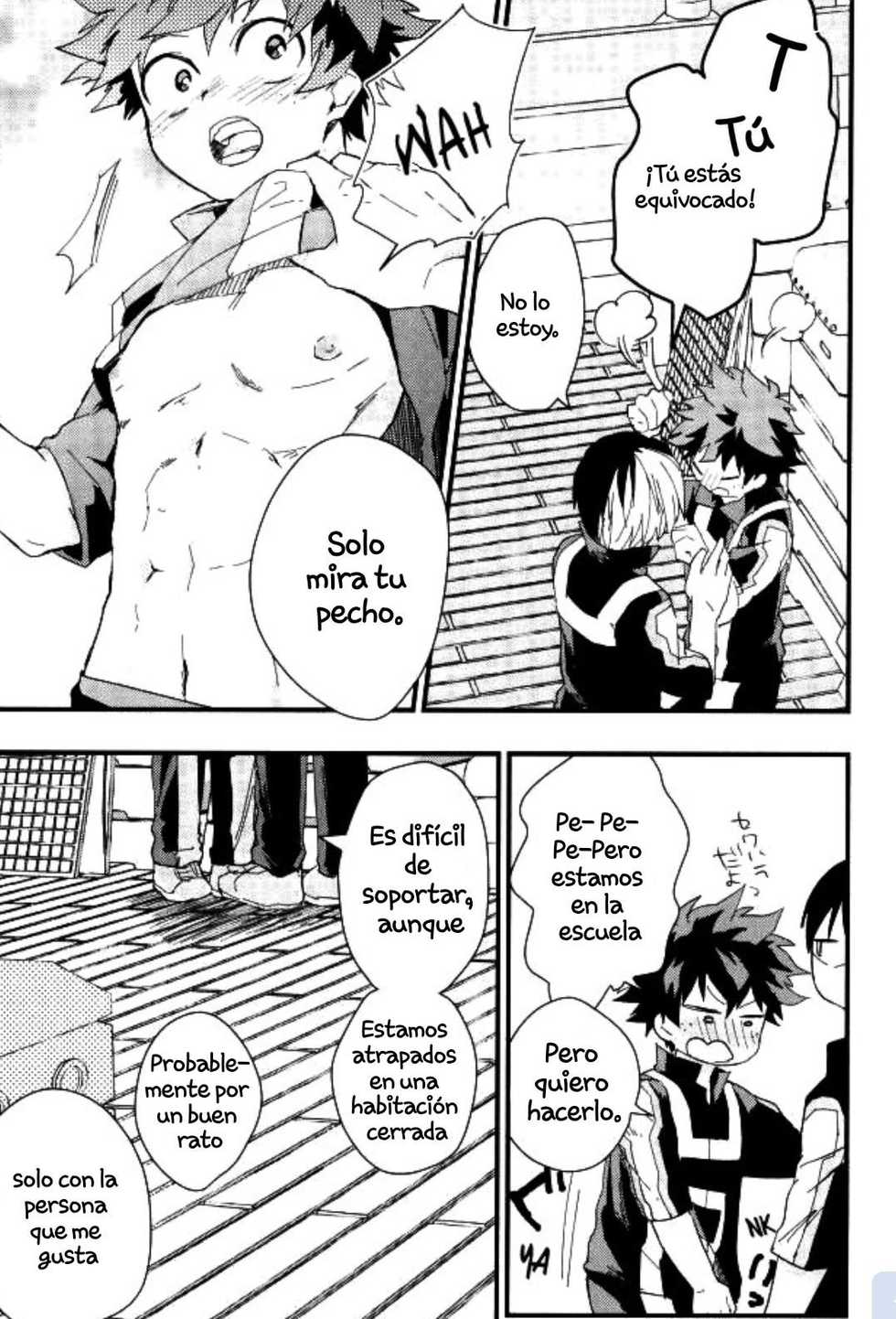 (C92) [Mini Karaageteishoku Ohmori (Tooka)] Midoriya-kun to Todoroki-kun ga Taiiku Souko de xxx suru Hon | Midoriya-kun Y Todoroki-kun Son XXX En El Armario De Suministros De La Eh [Spanish] [Shousanki] - Page 13