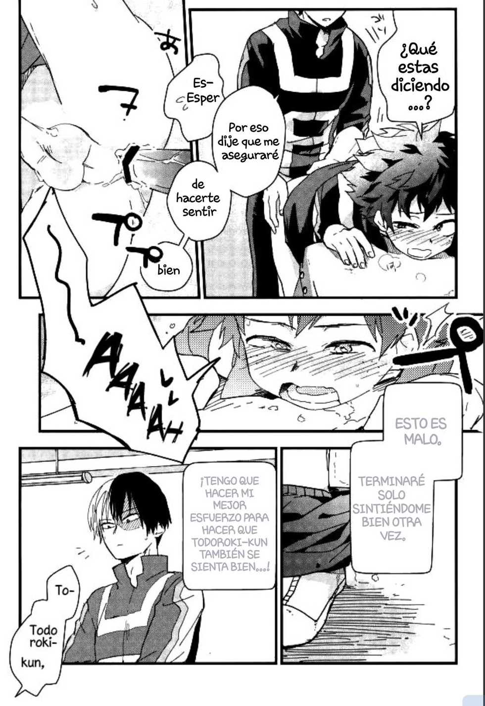 (C92) [Mini Karaageteishoku Ohmori (Tooka)] Midoriya-kun to Todoroki-kun ga Taiiku Souko de xxx suru Hon | Midoriya-kun Y Todoroki-kun Son XXX En El Armario De Suministros De La Eh [Spanish] [Shousanki] - Page 16