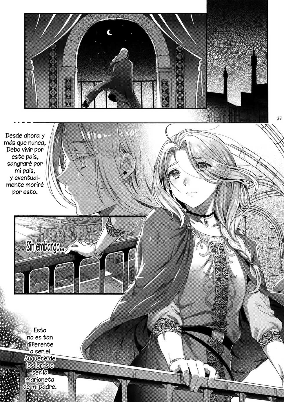 (C92) [Kuromisakaijou (Ikezaki Misa)] Niedenka After - Sacrifice Prince After (Arslan Senki) [Spanish] [Lanerte] - Page 36