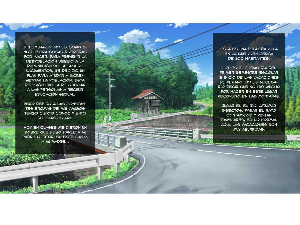 [Hot Mikan (Kishimen)] Doinaka no Natsuyasumi wa Kaa-chan to Asedaku Sex o Suru | Un Verano Desbordante de Sexo con mi Madre en el Campo [Spanish] [Shirosaki Scans] - Page 2