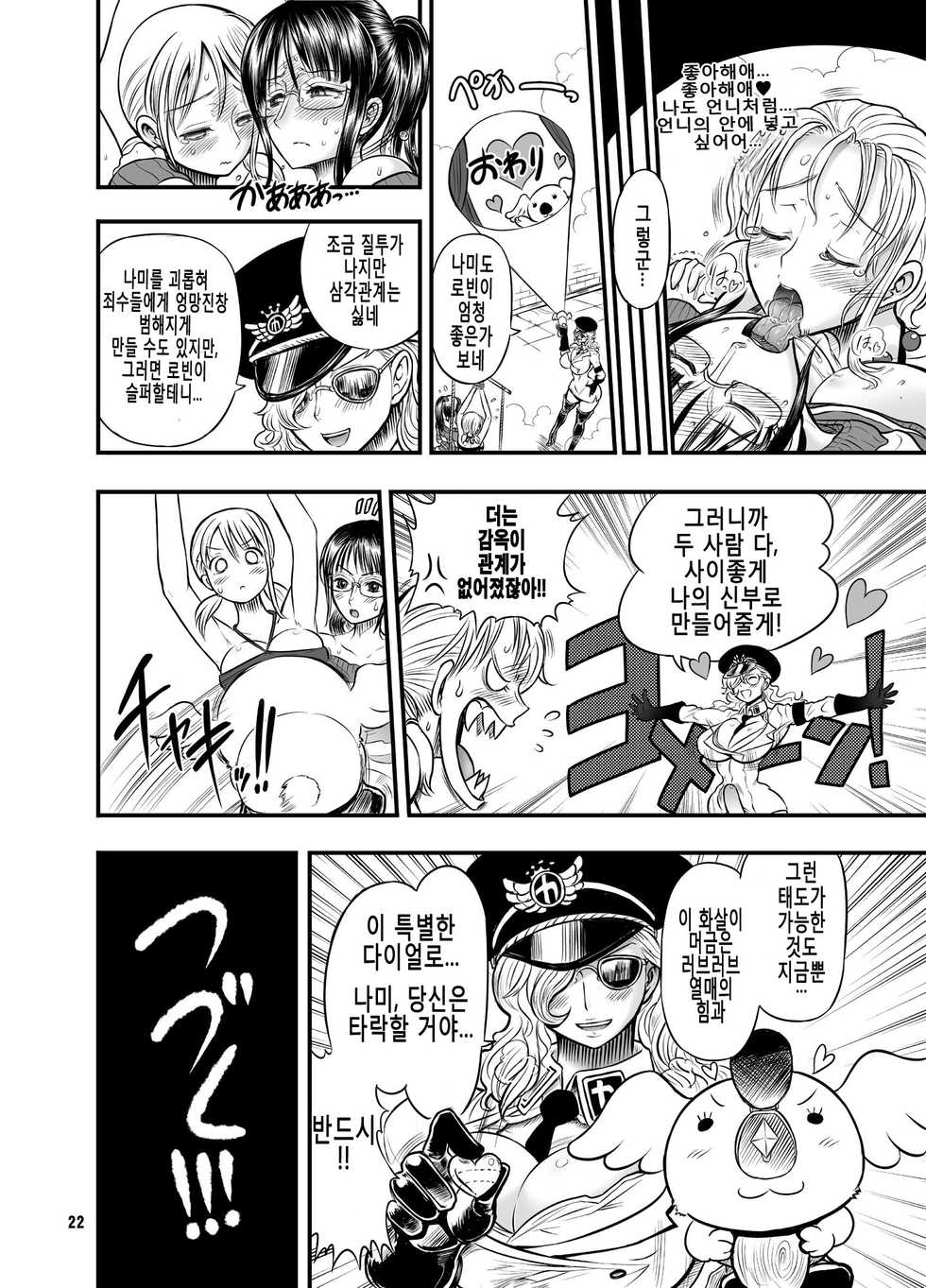 (Futaket 6) [Arsenothelus (Rebis)] Midarezaki Joshuu Kaizoku 2 -Robin to Nami no Love Love Mitsu Shibori Hen- (One Piece) [Korean] - Page 18