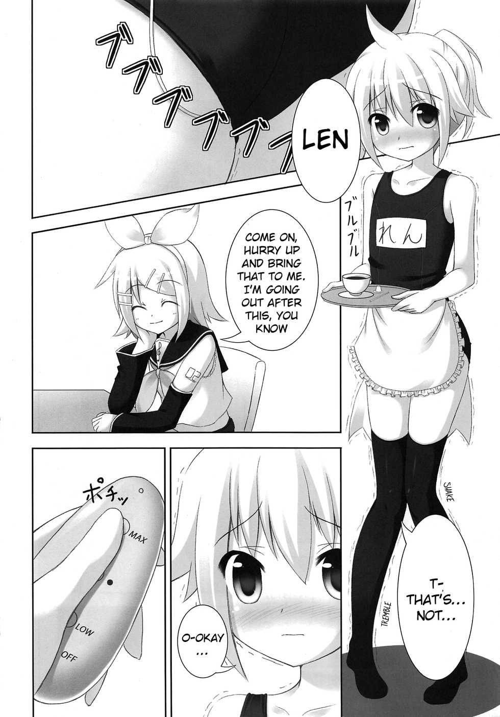 (C82) [Sakurakusa (Akarin)] Oshioki Len kyun | Len-kyun's Punishment (VOCALOID) [English] {Shotachan} - Page 5