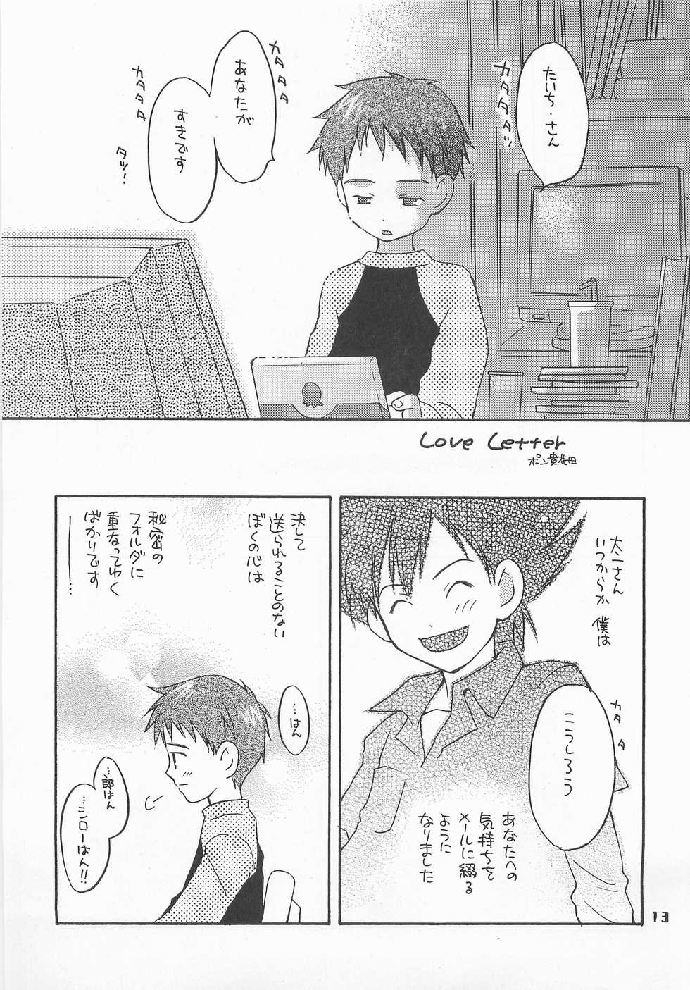 (HaruCC6) [Haniwa Mania, Kuruguru DNA (Pon Takahanada, Hoshiai Hilo)] Jogress Daihyakka (Digimon Adventure 02) - Page 12