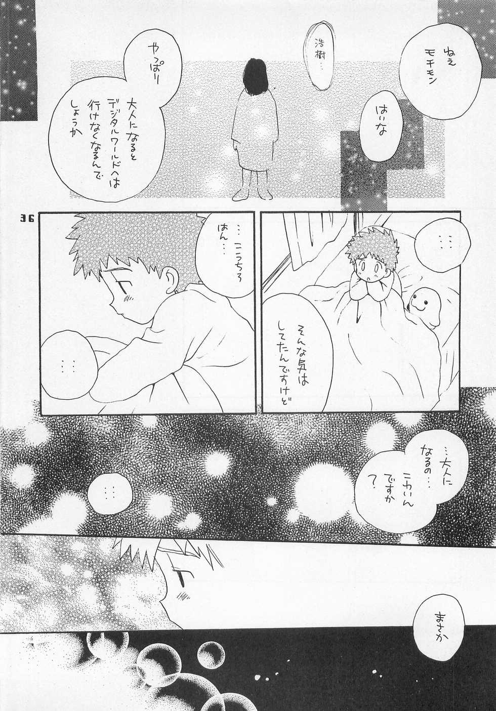 (HaruCC6) [Haniwa Mania, Kuruguru DNA (Pon Takahanada, Hoshiai Hilo)] Jogress Daihyakka (Digimon Adventure 02) - Page 35