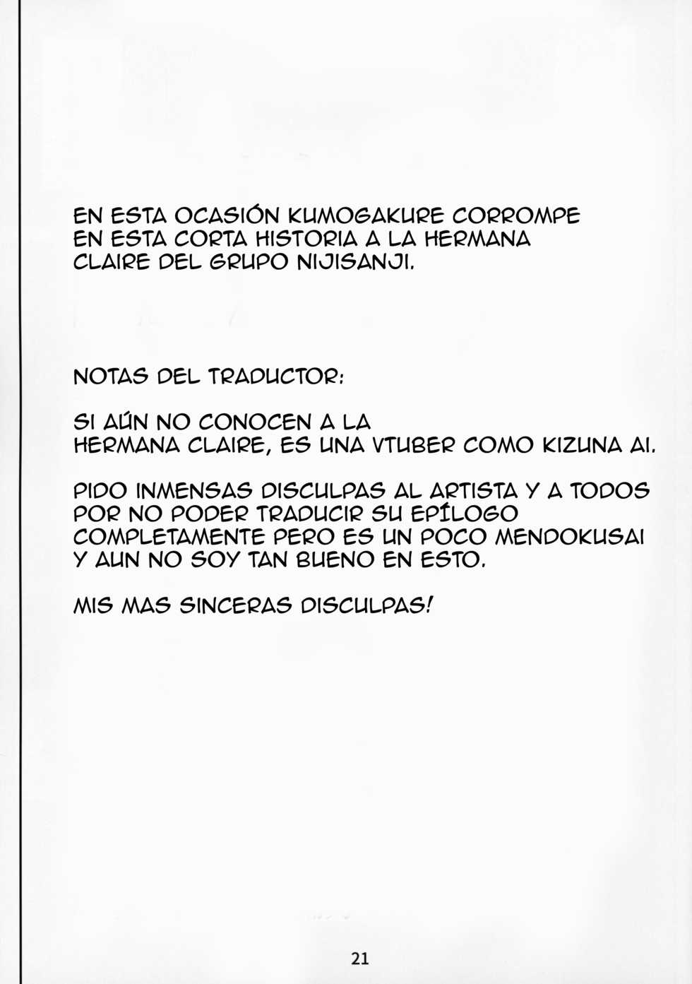 (C95) [Kumogakure. (Sukumo)] Komado no Hiraku Zangeshitsu (Sister Cleaire) [Spanish] - Page 20