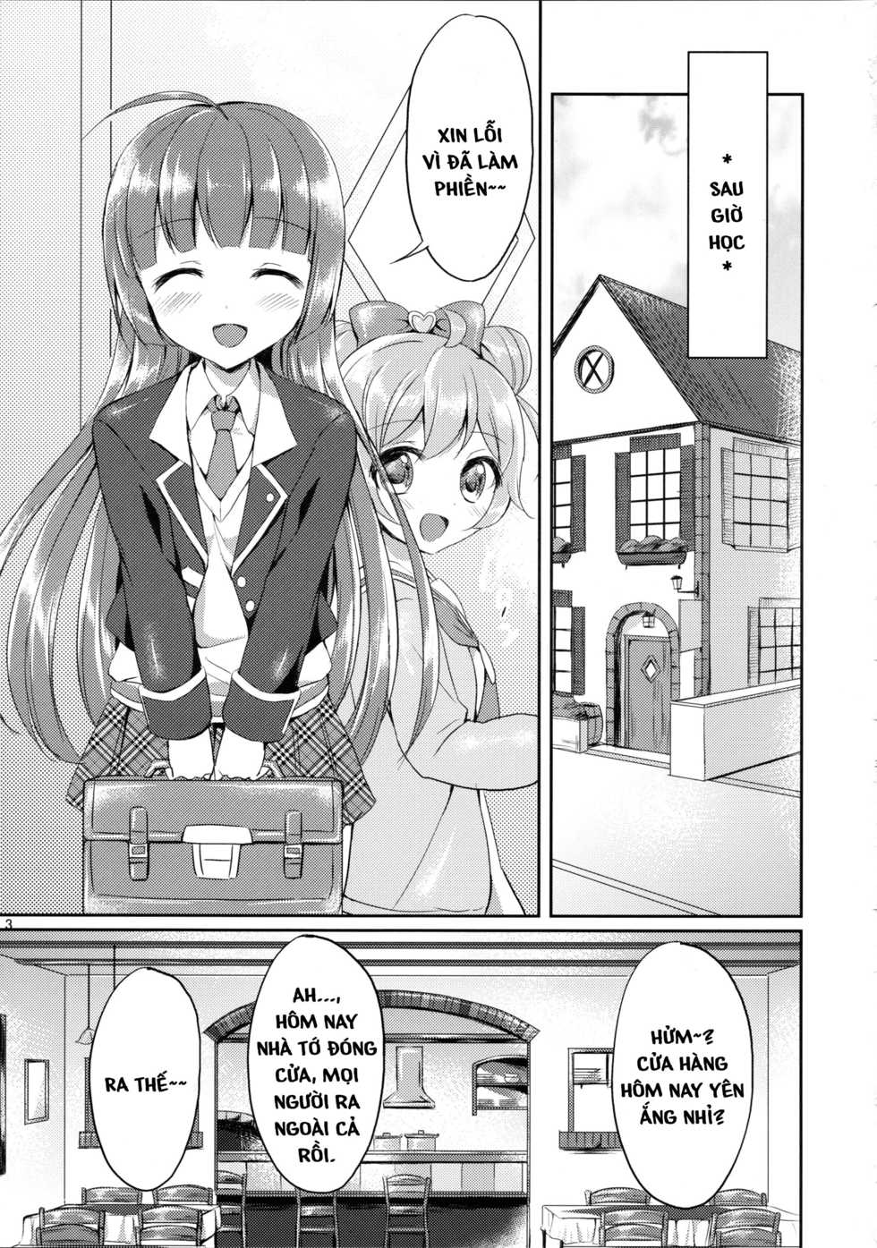 (C89) [Jagabata (Oimo)] Naisho no Futarikiri (PriPara) [Vietnamese Tiếng Việt] [Trang Sally] - Page 3