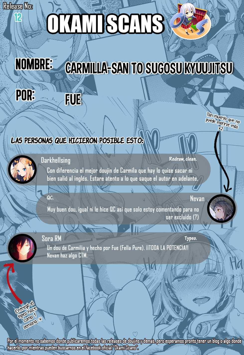 (COMIC1☆15) [Ronpaia (Fue)] Carmilla-san to Sugosu Kyuujitsu wa Yasumenai. | No hay descanso en un día libre con Carmilia-san. (Fate/Grand Order) [Spanish] - Page 25