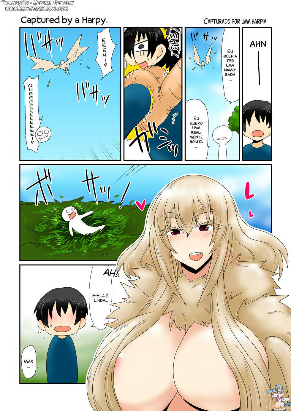 [Hroz] Harpy-san ni Tsukamatte. | Capturado por uma harpia. [Portuguese-BR] [Hentai Season] - Page 1