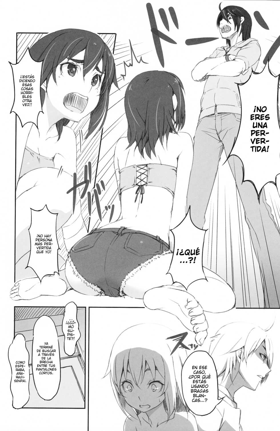 (C86) [Dasaku-ya (Izumi) Kobo (Piro)] Suruga Test (Bakemonogatari) [Spanish] - Page 3