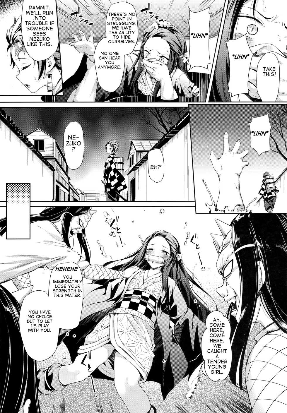 (C96) [Nameless (GuiZhenCao)] Moshi Nezuko ga Warui Hito ni Tsukamattara... (Kimetsu no Yaiba) [English] - Page 4