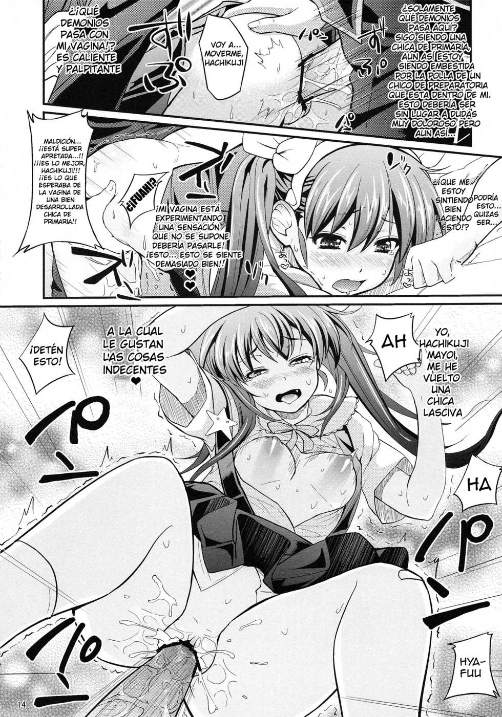 (C80) [Yakumi Benishouga] Pachimonogatari Part 2: Mayoi Loli Hari Body!! | Pachimonogatari Parte 2- Mayoi Loli Hari Cuerpo!! (Bakemonogatari) [Spanish] - Page 13