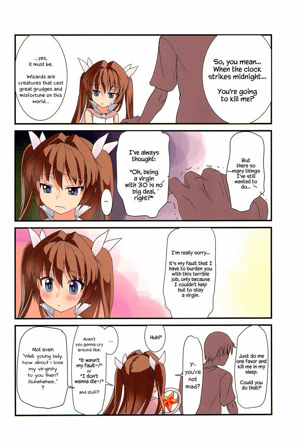 (C90) [The Dungeon in Yarn (Yone Kinji)] Mahou Shoujo wa Mahou Tsukai (30-sai Doutei) o Taosu no ga Oshigoto desu | It's a Magical Girl's Duty to Kill Wizards (30y virgins) [English] [Chastity Dreamer Schmö] - Page 4