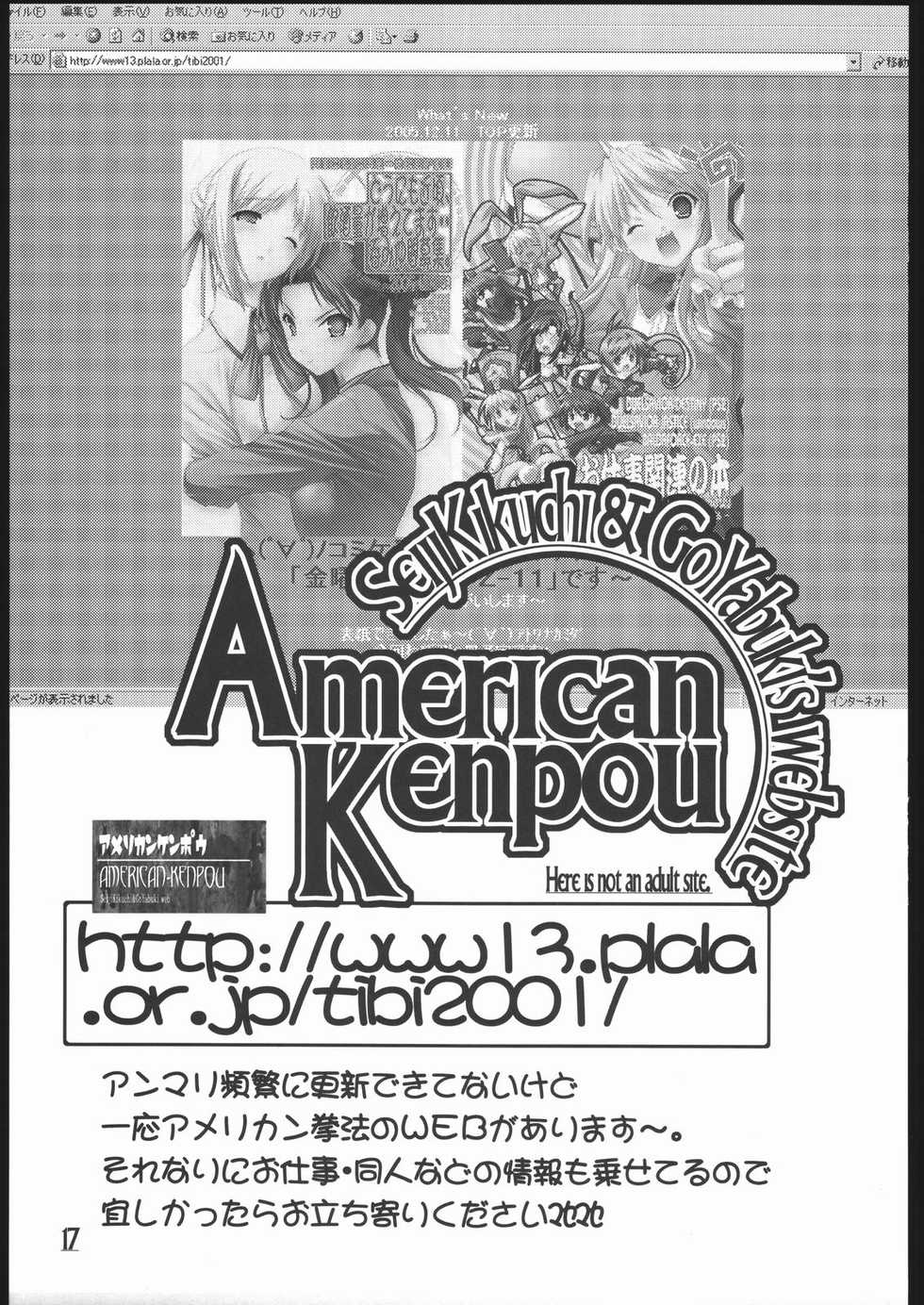 (C69) [American Kenpou (Kikuchi Seiji, Yabuki Gou)] Dounimo Chikagoro, Inshuryou ga Fuetemasu... Nomi Nakama Boshuu. (Fate/stay night, Blood+) - Page 18