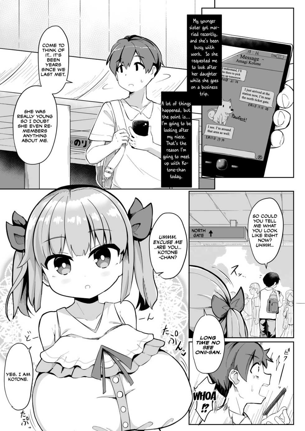 [Akaao (HiRoB816)] Hisashiburi ni Atta Imouto no Musume ga Kyonyuu de Osumashiya-san ni Nattemashita. [English] [Manabe] [Digital] - Page 2