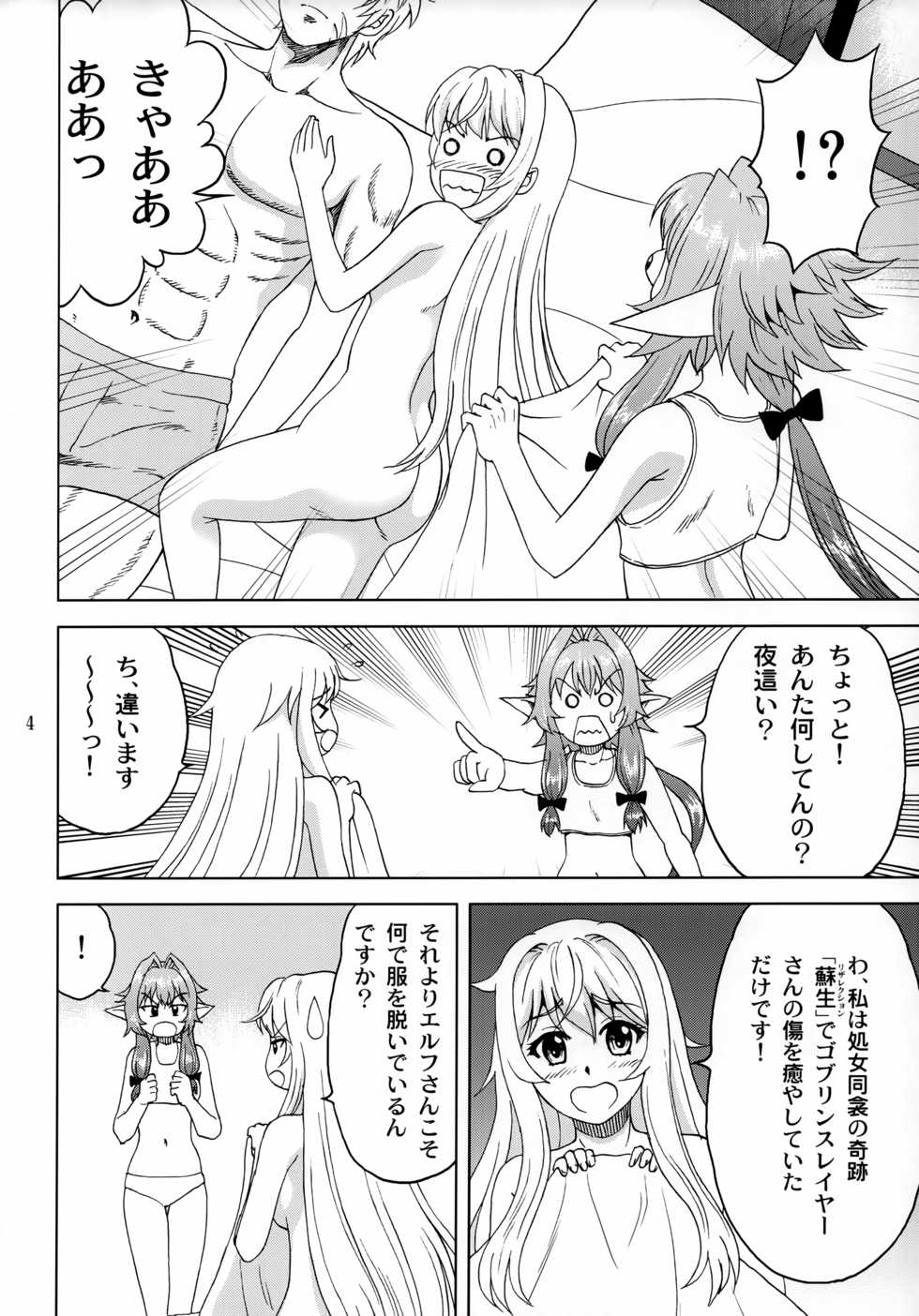 (COMIC1☆15) [YASRIN-DO (Yasu Rintarou)] Ko Onigoroshi o Iyashitai! (Goblin Slayer) - Page 3