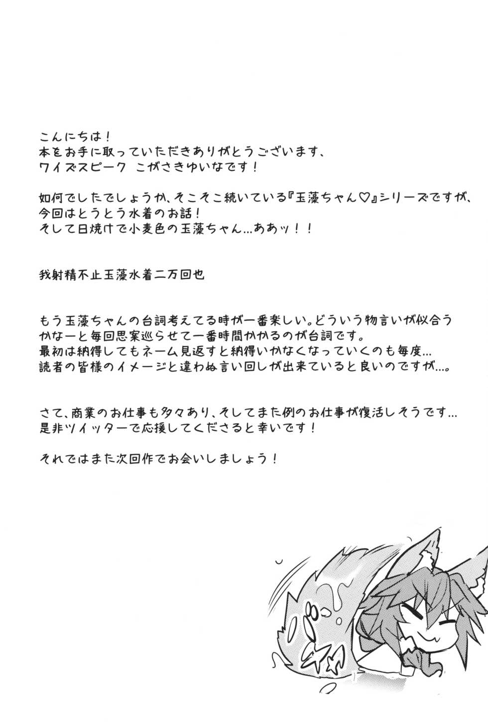 (C96) [Yamitsuki Honpo (Wise Speak)] Taiyou! Sunahama! Nagisa no Tamamo-chan (Fate/Extra) - Page 28