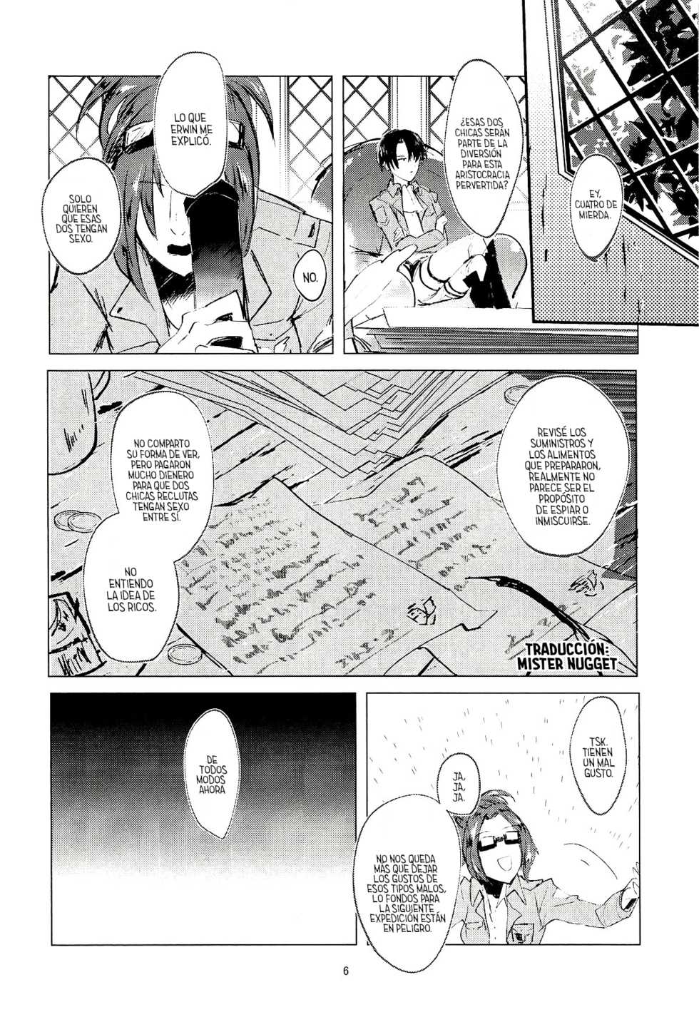 (Dai 15 Kai Hekigai Chousa Haku) [PHENOMENA (Dai Pippy)] Guinea Pig | Conejillas de indias (Shingeki no Kyojin) [Spanish] [Mister Nugget] - Page 5