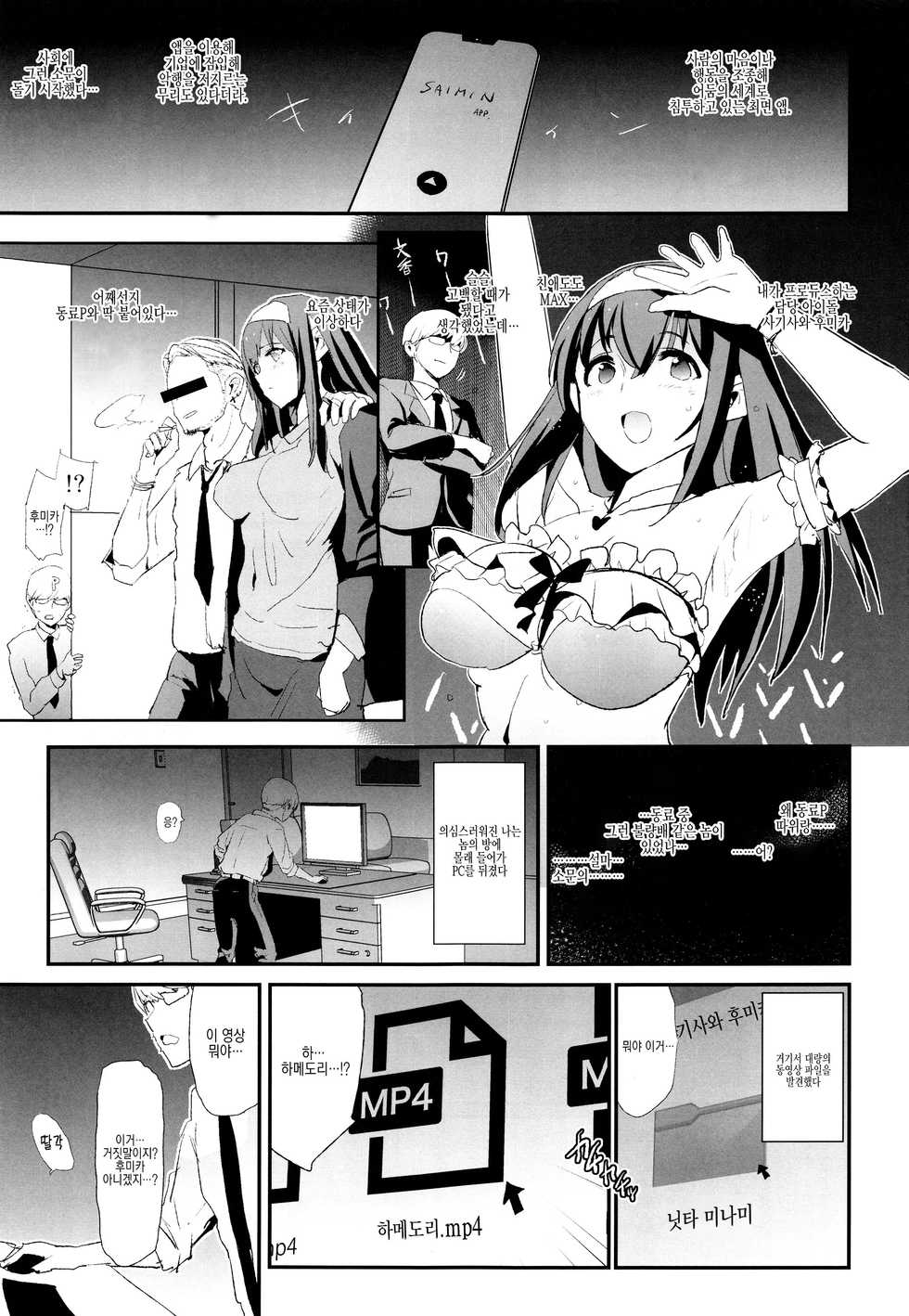 (C96) [Yami ni Ugomeku (Dokurosan)] Sagisawa Fumika no Dosukebe Hamedori Interview + Omake Paper | 사기사와 후미카의 색정적인 하메도리 인터뷰 + 덤 페이퍼 (THE IDOLM@STER CINDERELLA GIRLS) [Korean] [Team Derem@s] - Page 2