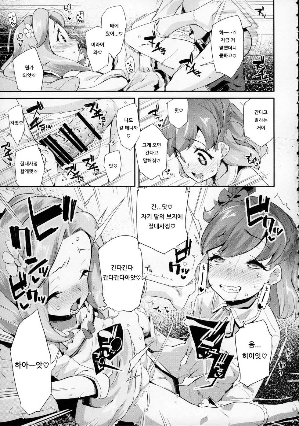 (C91) [condiment moderately (Maeshima Ryo)] Cure Up Ra Pa Pa! Ha-chan no Noumiso Kowarechae! | 큐어 업・라파파! 하짱의 뇌 기능 고장나라! (Mahou Tsukai Precure!) [Korean] [아이카츠! 갤러리] - Page 10