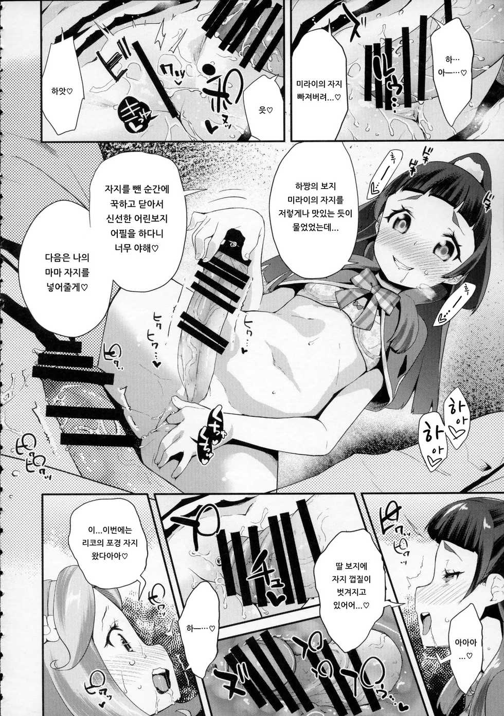 (C91) [condiment moderately (Maeshima Ryo)] Cure Up Ra Pa Pa! Ha-chan no Noumiso Kowarechae! | 큐어 업・라파파! 하짱의 뇌 기능 고장나라! (Mahou Tsukai Precure!) [Korean] [아이카츠! 갤러리] - Page 11
