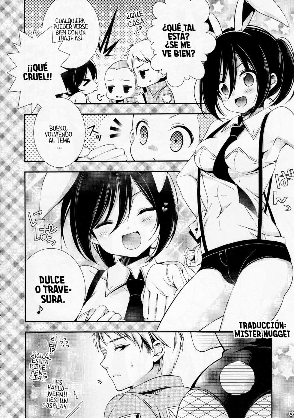 (FALL OF WALL Nagoya) [Sangatsu no Osakai (Sangatsu)] Bunny Girl no Mikasa to Eroi koto suru Hon (Shingeki no Kyojin) [Spanish] [Mr. Nugget] - Page 6