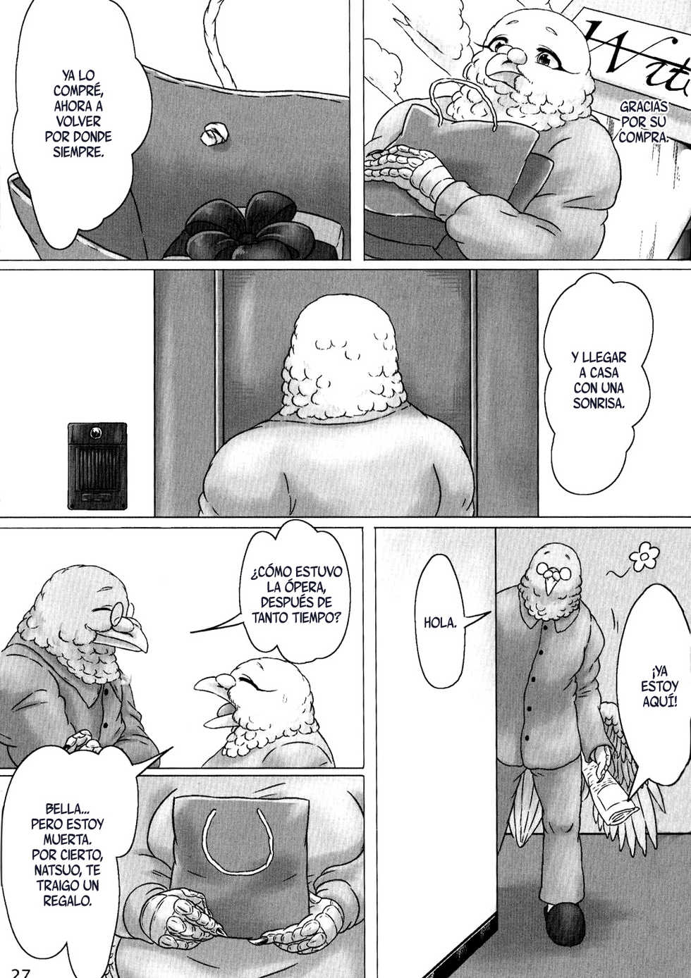 (Kemoket 4) [Imomushi Kyouiku Madoguchi (Bubonic)] Hato Oku-sama no Late Show [Spanish] - Page 27