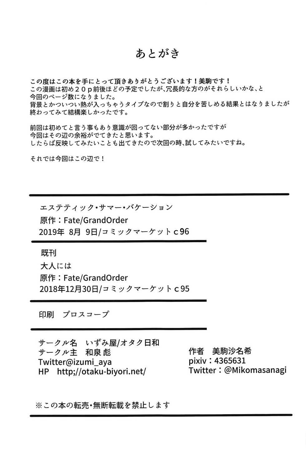 (C96) [Izumiya (Mikoma Sanagi)] Esthetic Summer Vacation (Fate/Grand Order) [English] [UncontrolSwitch] - Page 30