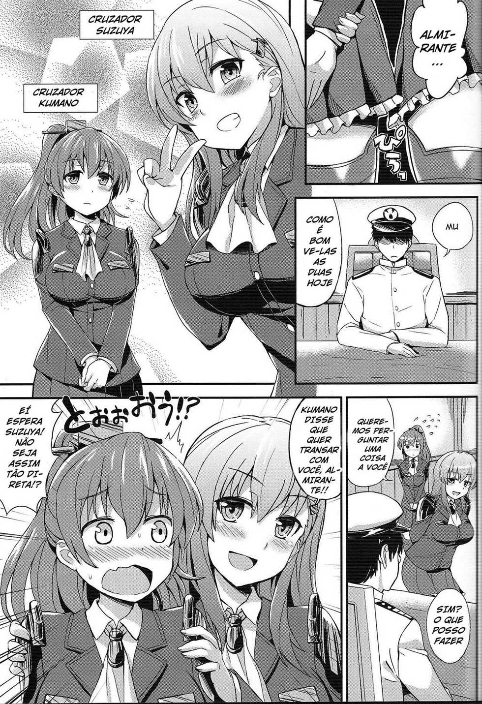 (Kamata Chinjufu 2) [Kaki no Tane (Summer)] Suzu Kuma no Aida ni Hasamaritai! (Kantai Collection -KanColle-) [Portuguese-BR] - Page 2