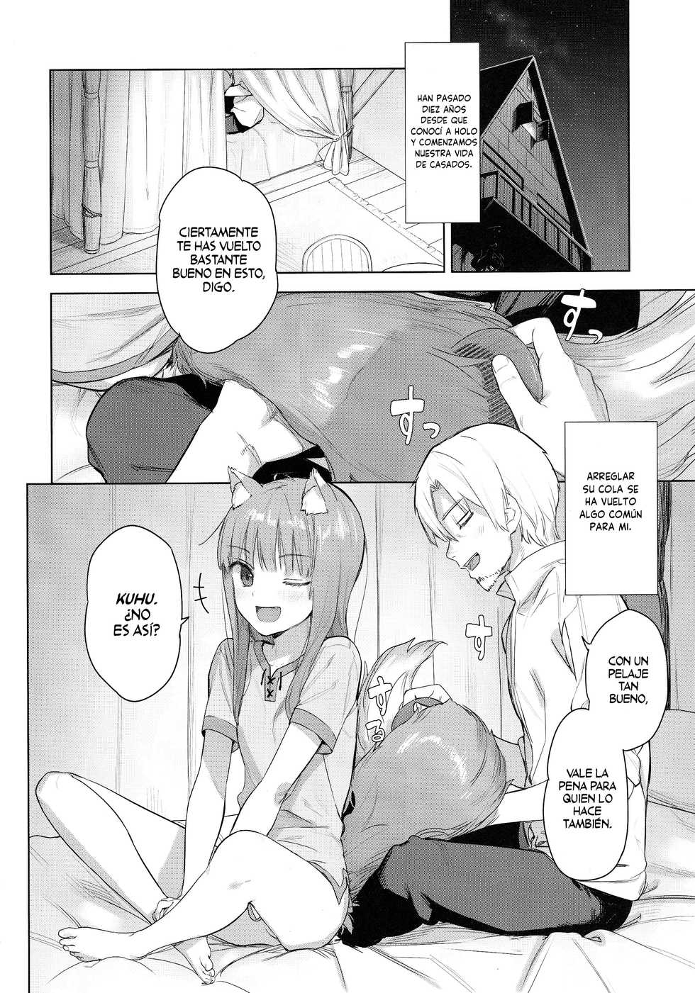 (C96) [Ajisaidenden (Kawakami Rokkaku, Takanashi Rei)] Wacchi to Shippori Kezukuroi Bon (Spice and Wolf) [Spanish] [NekoCreme] - Page 3