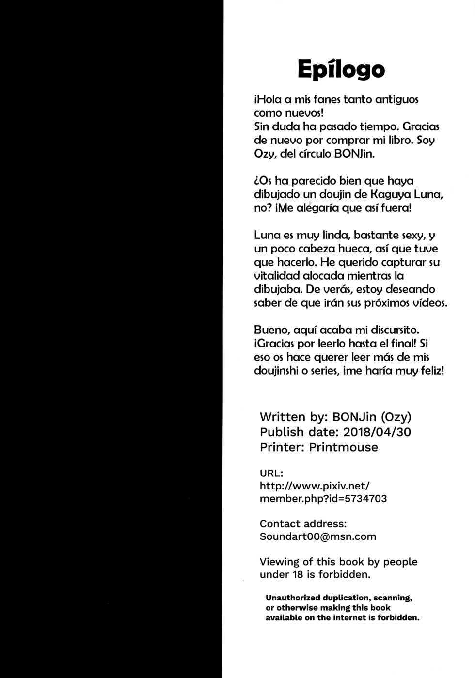(COMIC1☆13) [BONJin (Ozy)] Kaguya Luna no SugoTech Gaman Dekireba Nakadashi H (Kaguya Luna) [Spanish] [Solarismaximum] - Page 21
