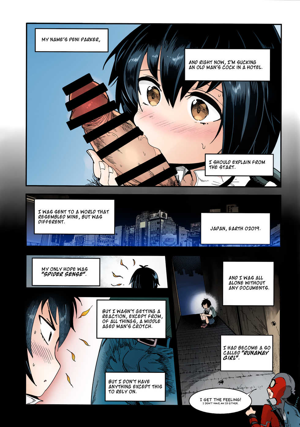 (COMIC1☆15) [Nakasone Battalion (Nakasone Haiji)] Peni Parker no Usui Hon ni wa Ooinaru Sekinin ga Tomonau | Peni Parker's Thin Book Comes with great Responsibility (Spider-Man) [English] =White Symphony= [Colorized] - Page 6