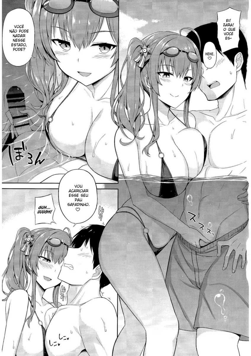 (C97) [Kaki no Tane (Summer)] Zara to Miwaku no Poolside (Azur Lane) [Portuguese-BR] [Ninjaboy] - Page 4