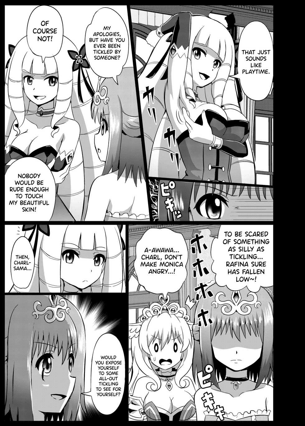 [Muriyari Egao (Mokoyana)] Takabisha Hime Oshioki Kusuguri Jigoku | Punishment of a High-Handed Princess Tickling Hell [English] [biribiri] - Page 5